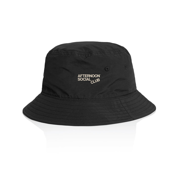 Black bucket hat with Afternoon Social Club logo