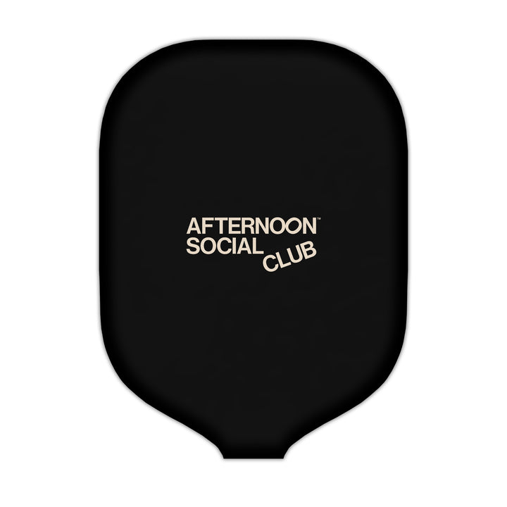 Custom Neoprene pickleball paddle cover by Afternoon Social Club in black.